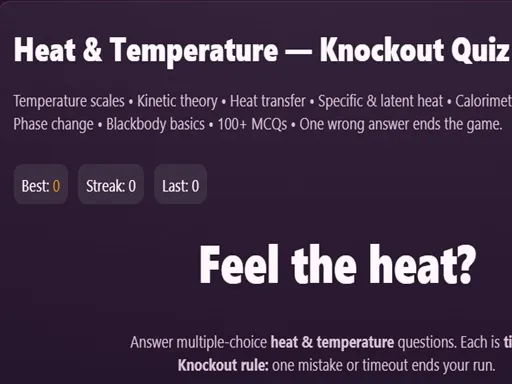 Physics: Heat Temperatuie Quiz